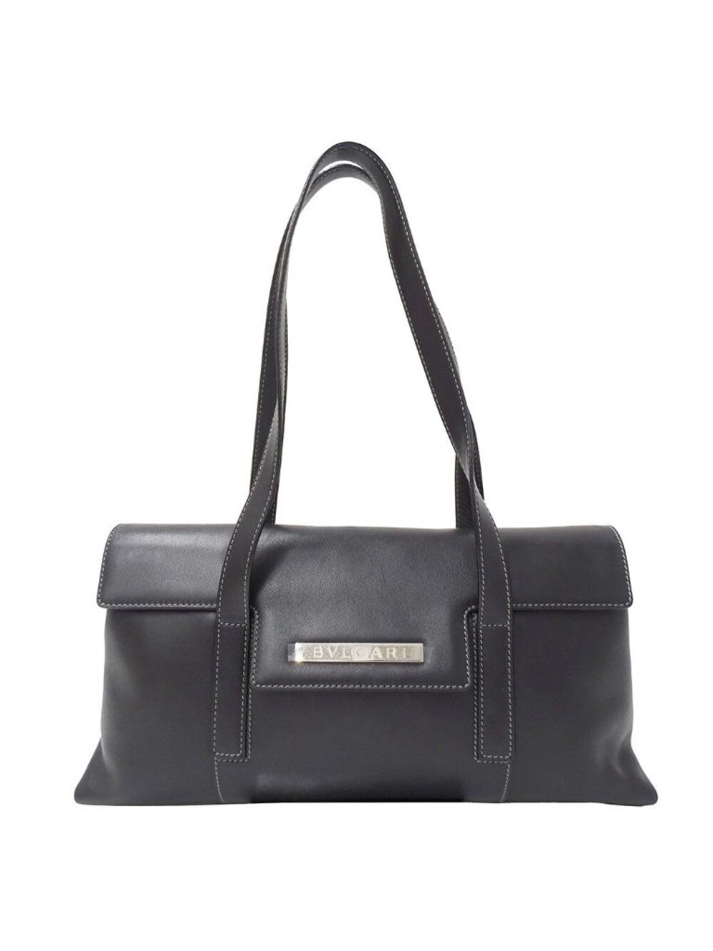 Bvlgari Bag Handbag Leather Black Handle